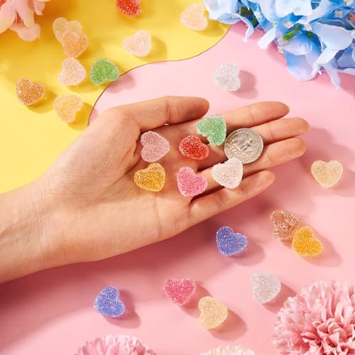 24st Drusy Heart Resin kralen met Rhinestone 12 Kleuren Candy Kleuren kralen liefde hart Drusy kralen Spacer kralen voor DIY ketting oorbellen ambachten sieraden maken 5