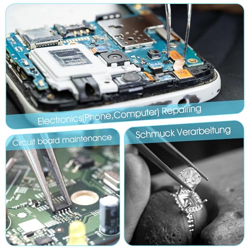 3 stuks Tweezers Tip Roestvrij staal Lange Blunt Tweezers Set met gebogen Getand Tip Professioneel Non-Slip Recht afgeschuind voor sieraden maken DIY 4