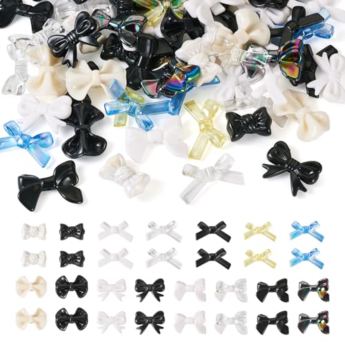 60 st Bow Acryl kralen zwart wit Bow esthetische armband kralen diverse ambachten kralen Bulk voor ketting oorbellen sieraden maken
