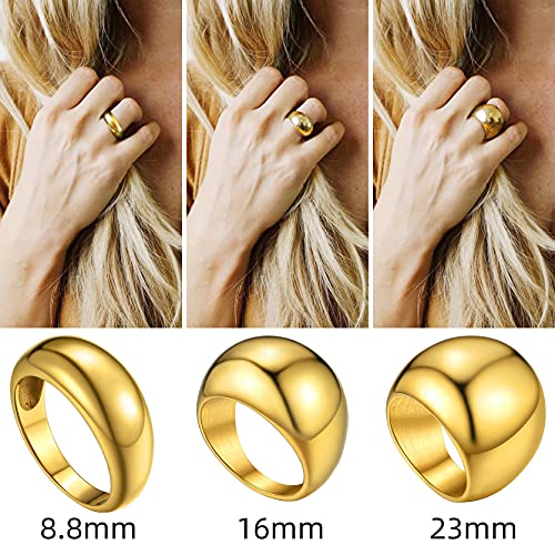 Sieraden roestvrij staal gepolijste dome ringen voor vrouwen meisjes, grootte J-Z1⁄2, dikke dikke duim ring, kan worden gegraveerd 5