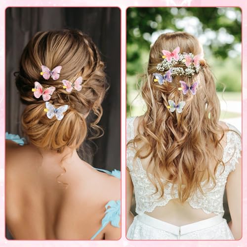 Y2K Hair Clips Glitter Vlinder Clips Rhinestone Vlinder Realistisch Haar Clips Y2K Hair Clips Schattig haar Accessoires voor vrouwen feestbal 3