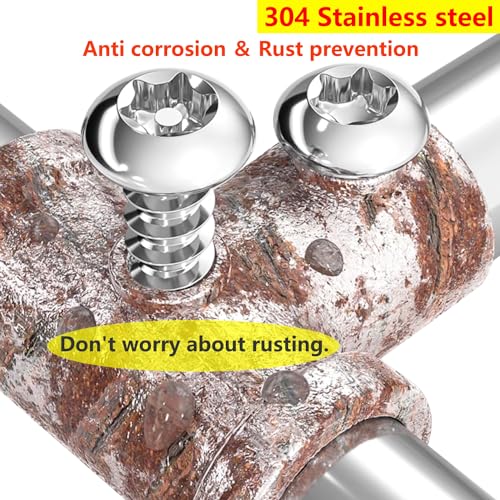 50 st M4 x 6mm Zelftappende Schroeven, Torx Cilinderkopschroeven, Roestvrij staal Ronde kop Zelfboorschroeven 5