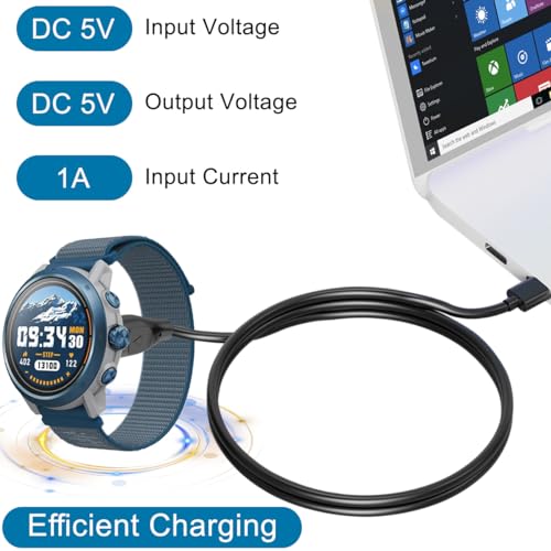 Opladen Kabel Compatibel met COROS Pace 2/Pace 3/Apex/Apex Pro/Apex 42MM/Apex 46mm/Vertix/Vertix 2, Vervanging USB-oplader, Smartwatch Accessoires, GPS Multisport horloge Charging Kabel 5
