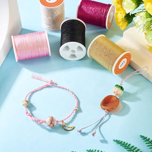 6 Rolls 1mm Metallic Threads Machine Borduurdraad Grijs zwart witte Macrame koord Naaidraad voor Tatting Quilt Vriendschap armband sieraden maken