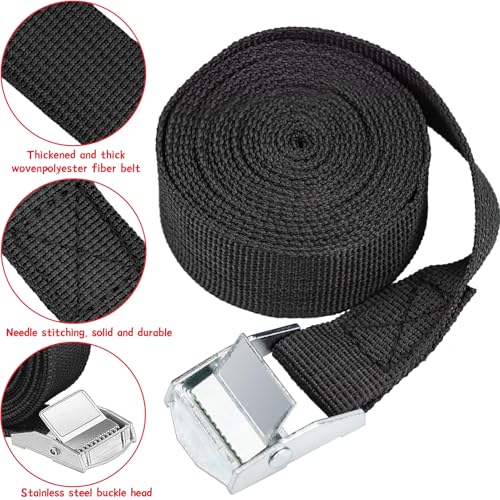 Verpakking van 4 spanriemen, 2 m, breedte 20 mm, spanriemen, ratelriemen, verstelbare bevestigingsriemen met klemsluiting voor fietsen, motorfietsen, bagage, transport, vrachtwagen, bagage, camping 3