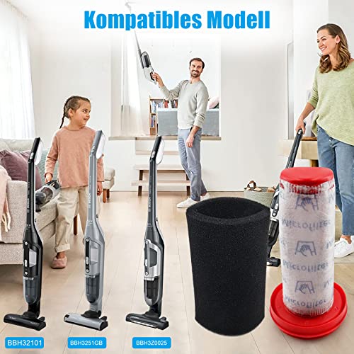 4 Pieces Vervangingsfilters voor Bosch Flexxo Series 4 25.2V/21.6V Cordless Stofzuiger BBH32101 BBH3Z0025 BBH3PETGB BBH3211GB No. 12026520