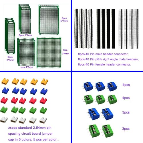 82 stuks PCB Bordset, 19 stuks Een dubbele zijde PCB, PCB Prototype PCB Board, Geperforeerde Breadboard Circuits voor Solderen en DIY Project
