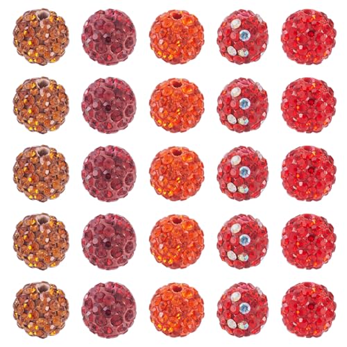 100st 10mm ronde schijf Bal kralen Red Rhinestone Klei kralen Crystal Spacers Bulk voor sieraden het maken van kerst kralen kralen Pen decoratie