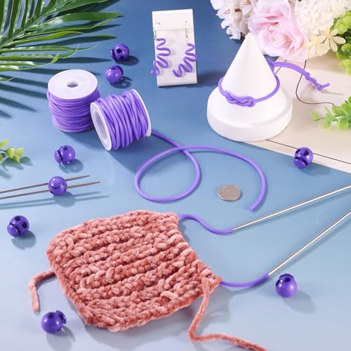 15m Holle Pijp Rubber koord met Plastic Cord Locks 2mm 3mm Stitch houder Tube Cords Paars breien Barber Cords voor sieraden maken DIY Crafts