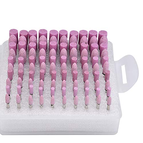 100 stukken polijsten steen slijpen kop polijsten accessoires wiel grat bit voor molen met box as diameter 3mm roze