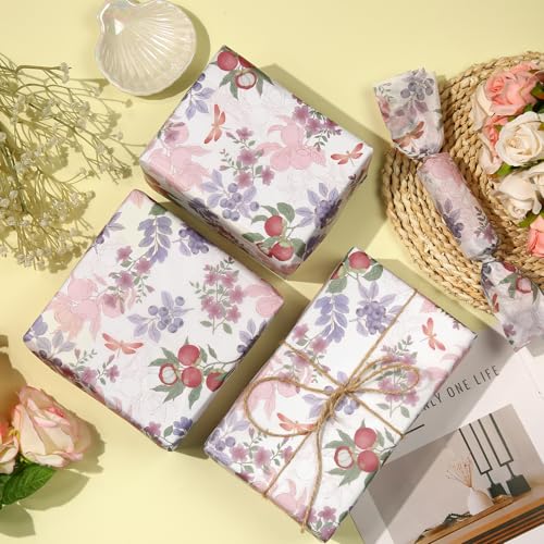 30 vellen Gedrukt weefselpapier, 50x35cm Gladde cadeaupapier Schattig cadeaupapier voor ambachten Decoratie partijen en bruiloften (Mangosteen) 3