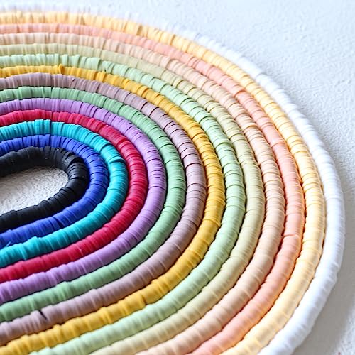 Heishi kralen 4900Pcs Polymer klei kralen 6mm kleurrijke platte kralen klei kralen ambacht Kit sieraden productiesets voor DIY Kettingen Charm Armbanden Cadeau (E) 3