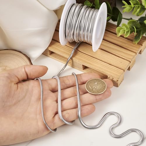 5m 304 Stainless Steel Flat Snake Chains Gevlochten uitbreidingskettingen met Spool voor DIY Mannen vrouwen ketting armband sieraden maken 5