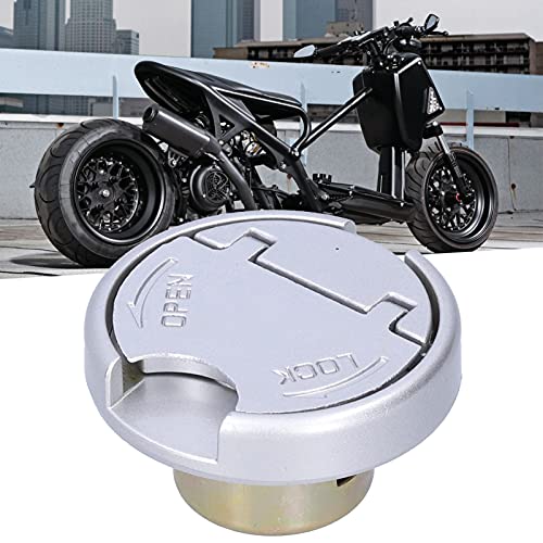 Gas Tank Lock Cap met sleutels roestvrij stalen delen Universele roestvrij stalen brandstof deurhoes voor motorscooter (zilver) 3