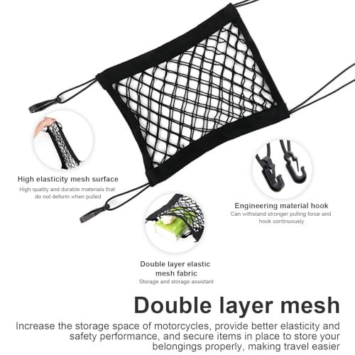 Motorfiets bagagenet, 2 stuks, Elastische dubbele laag opslag Net met hangende ogen en 8 S haken, Bagage Net Auto voor motorfietsen, fietsen, autostoelen 4