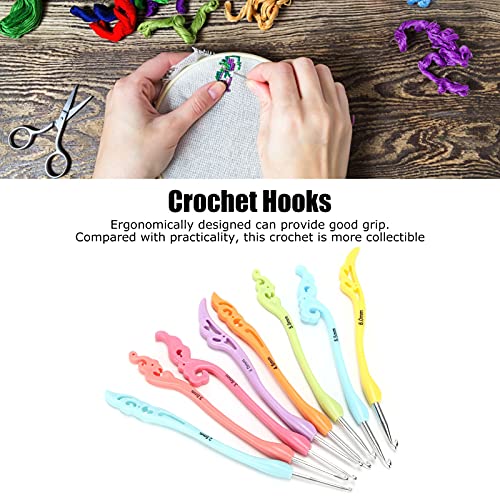 8 st Gehaakte haken set, Retro Fancy Siliconen breinaalden, DIY handgeweven trui breigereedschap, Zachte ergonomische handvat weven naaien breien haak voor moeders meisjes(A) 3