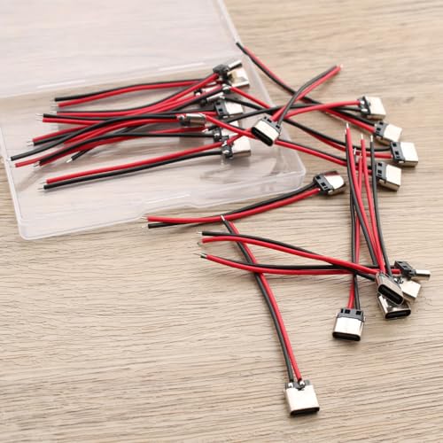 30 PCS USB-C Socket Solderen met kabel, 2-Wire USB-C Flush voor PCB ontwerp, DIY 5