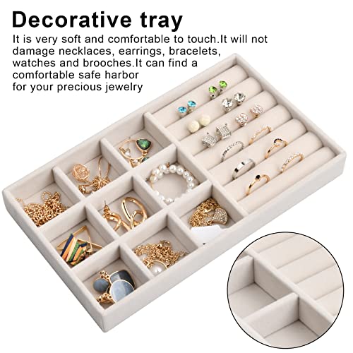 Sieraden Opslag Compartiment met 9 Compartiments, Grote Velvet voor Lade, Sieraden Organisator, Stapelbaar, Laden, Juwelen Box Ringen, Juwelen Opslag Systeem voor Oorbellen, Armbanden, 21 x 12,2 x 3