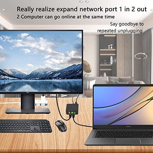 Ethernet Splitter RJ45 1 tot 2 Gigabit, 1000/100Mbps Network Switch, Ethernet Switch 2 Port met USB Power Port voor Computer, Hub, Switch, Router, ADSL, Settop Box, Digitale TV, enz. 4