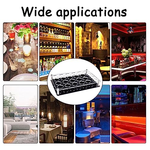 24 Shot Glazen Ladehouder, Bar Acryl Shot Glazen Houders Wijnglas Beker Serveer Tray Cups Organisator Shot Glazen Display Bar Accessoires voor Party, Bar, Club, Gat: 3.8cm 5