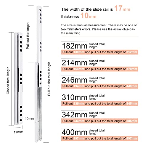 Gereedschap Lade Rail,W17mm Metalen lade Railrunners Ballade Spoorspoor voor meubellade Diepte 342(13")(L)*17mm(W) Splinter 3