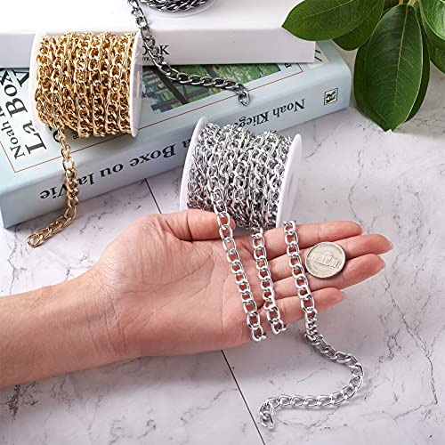 3 Rolls Aluminium Gedraaide Curb Kettingen 3 Kleuren Ongelaste Diamond Cut Flat Curb Kettingen met Spool voor armbanden Kettingen sieraden maken, 5m/kleur 3