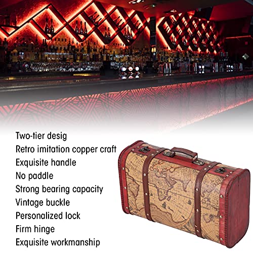 Vintage koffer Retro Bagage Classic Reiskoffer Draagbare Vintage Opbergdoos Hout Card Pattern Ontwerp voor Weekend Getaway Business Trip Langere vakantie 4