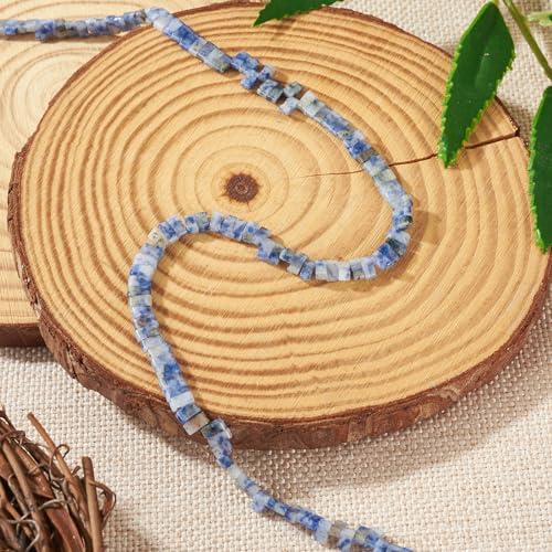 1 Strand Natural Edelsteen Tila Kralen Blauwe Spot Jasper 2 Hole Square Zaad Kralen Drager Kralen voor Meerdere Strands Armband Ketting Ambacht sieraden maken, 150 st 4