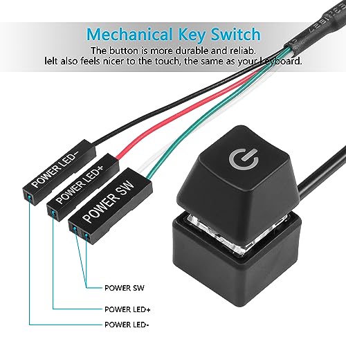 Desktop Switch Desktop Computer Power Switch Externe Remote Start Computer Moederbord Switch Button Extension Cord met LED-licht