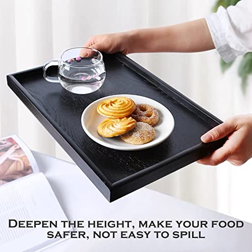 Solid Wood Bowls Vierkante Decoratie Rechthoek Handgemaakte Premium platen Natuurlijke houten tray voor het dienen van Barbecue partijen Zwart(30 * 24cm)