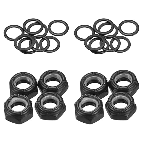 Skateboard Lock Nuts Set, 2 Set 5/16 Skateboard Truck Axle Washers Spacer Hardware Reparatie Kit voor Longboard Cruiser, Zwart