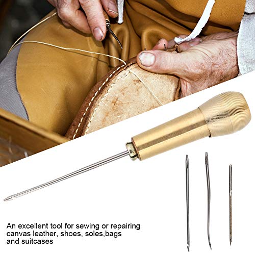 Naald voor het naaien van schoenen Naalden Piercing borduren lederen schoen maker met handdoek 2 Set koperen handvat Naaien uit de uil Taper lederen naaischoenen Reparatie Gereedschappen