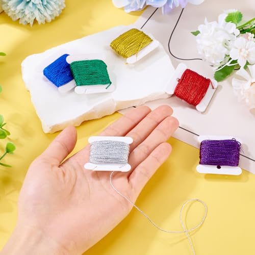 6 stuks geborduurde draad 0.5mm 12 laag Polyester geborduurde appliques effen gekleurde koord voor kruissteek naaien op projecten Threads 5