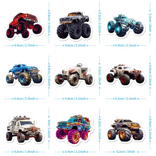Monster Truck Sticker Set Kinderen Tieners 50 stuks Waterdicht Vinyl Stickers Laptop Skateboard Koffer Helm Auto Fiets mobiele telefoon Motorrijwiel Bike Scrapbook Cadeau dagboek Cups 4