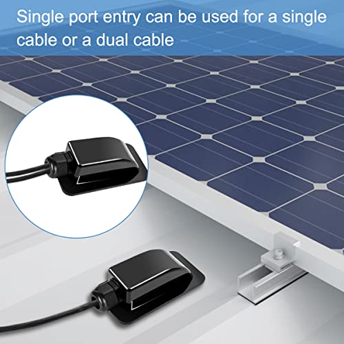 Zonnekabel Gland Waterdichte behuizing Single Port Kabel Ingang Box ABS 3mm tot 12mm voor RV boten, 2PCS Solar Panel Bedrading Montage Brackets, IP68 zwart 3