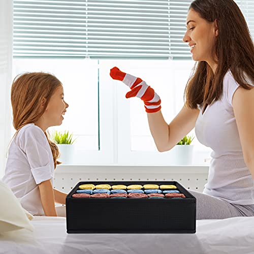 2 Stuks Opbergboxen voor Sokken en Ondergoed, 24 Cellen Opvouwbare Dozen (Opvouwbare Doos, Lade Dividers, Lade Organizer Fabric Boxen voor het houden van Sokken (Zwart) 5
