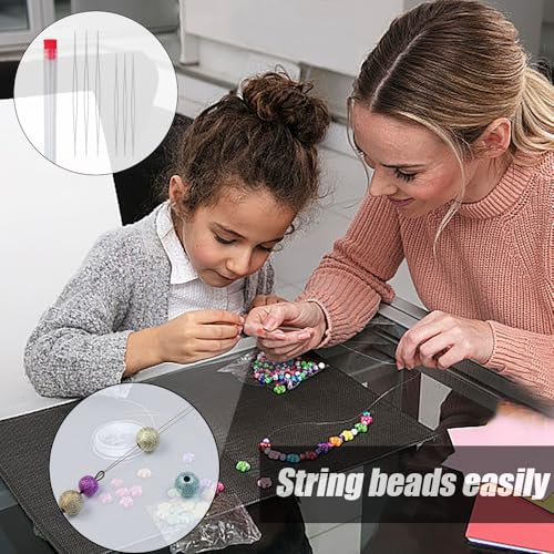 6 st. Naalden Set naaldnaalden, 3 stuks naalddragers, 2 maten, roestvrij stalen kralen naalden, lange rechte naalden, grote oog kraal naalden voor ambachten en sieraden maken 3