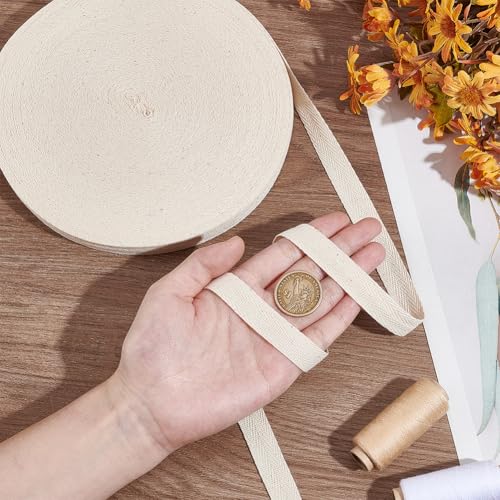50m/rol 15mm brede haringbone katoenen webbing, katoen Twill tape, platte katoenen haringbone koorden voor het breien, naaien DIY ambachten, wit 3