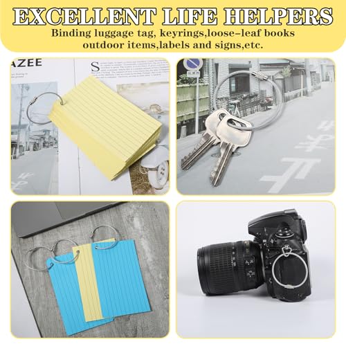 25 stuks draad sleutelhangers, 15cm kabelsleutelhanger, Sleutel Ringen roestvrij staal Sleutelring Grote sleutelhanger metalen ring voor wandelen zwaar verbonden bagage label wandelen Bagage Tag