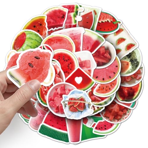 Watermeloen-stickers voor jongeren en volwassenen, 50 stuks, watermeloen, vinyl stickerset, auto, motorfiets, fiets, skateboard, snowboard, bagage, laptop, koffer, helm, motorfiets, computer