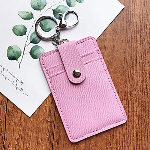 Solid Color Slots Badgehouder PU Lederen ID-kaarthouder sleutelhanger portemonnee (Inclusief ID-badgehouder en sleutelring)