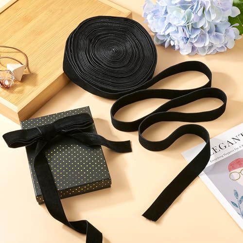 12,5m Double Sided Velvet Cotton Velvet Ribbons Black Classic Solid voor Gift Wrapping Bow Making Casual Occasion