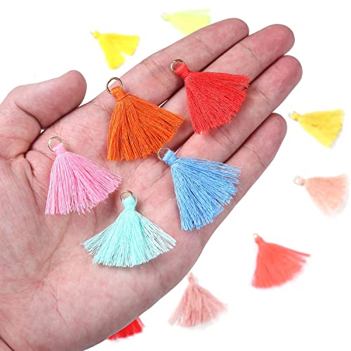 Verpakking van 50 Mini Tassel hangers, 3 cm, Katoen, Fringes, Tassels, Armband, Sleutelhanger, Ambachten, Tassels voor oorbellen, sieraden, tassen, bladwijzers, DIY ambachten, Accessoires 5