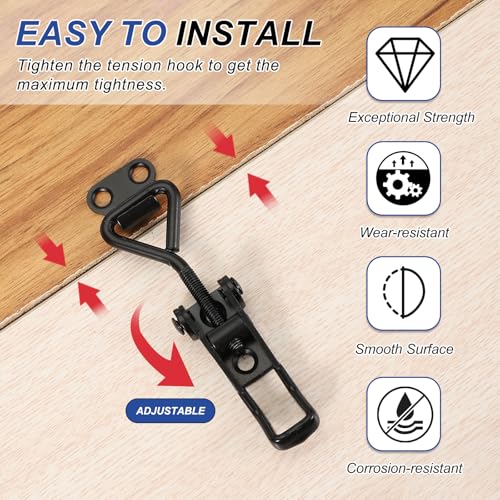 Toggle Latch Clamp 4001 Style, 4Scs Roestvrij staal verstelbare Klemmen Snel Release Roker trekken Hasp Latches 220lbs Bearing for Box Lid Jig, Zilver 5