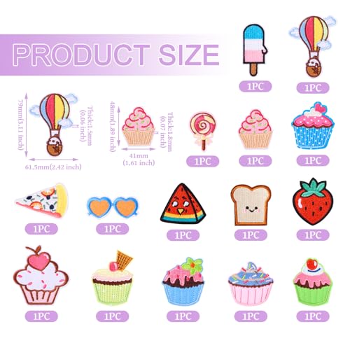 Diverse dessert Patches Mooie fruit & Hot Air Ballon & Cake borduren Appliques Patches Schattig naaien op patches voor kostuum accessoires 4