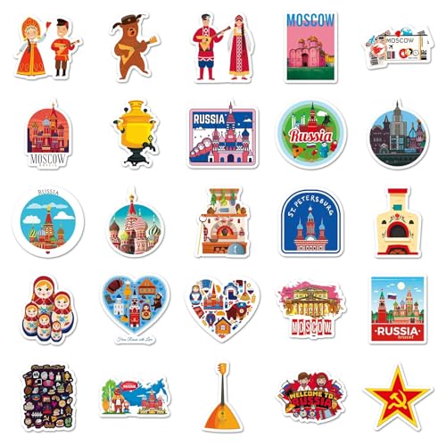 Russische Stickers voor tieners en volwassenen, 50 stuks, Russische waterdichte Vinyl Stickers Set, Auto, Motorfiets, Fiets, Skateboard, Snowboard, Bagage, Laptop, Koffer, Helm, Motorfiets, Computer
