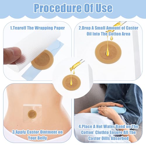 20 stuks Castorolie Wraps voor Navel, Siliconen Katoen Core, Wegwerp Castor Olie Verpakking voor de Navel, Zelfklevende Castor Olie Verpakking voor Leaks (Niet Olie inbegrepen) 4