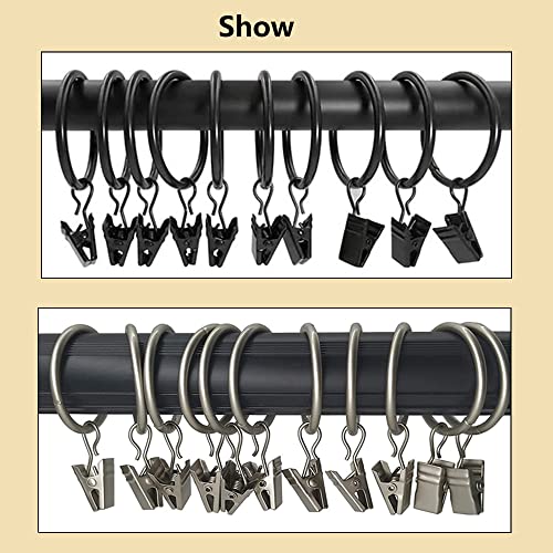 50Stuks Gordijn Ringen met Clips, Roestvrij metalen Drapery Ring, 25mm Diameter Hanger Ring Hook Clip voor het vasthouden van zware gordijnen Rod Set en blad - Zilver 5