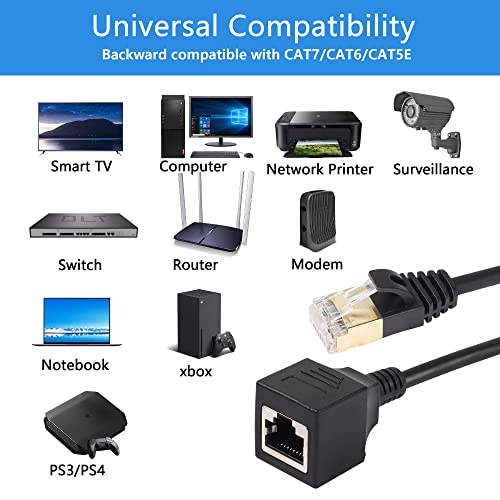 RJ45 Cat8 Ethernetkabel, Cat8 netwerkkabel met hoge snelheid, Socketplug, 40 Gbit/s, 2000 MHz, voor Router Modem Server (0.3 m) 5
