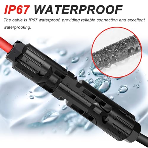 Zonnepanelverlengkabel, 10 AWG bus en stekker, zonnepaneeladapter, blanco kabel met meerleutel (2 stuks, 1,8 m) 5